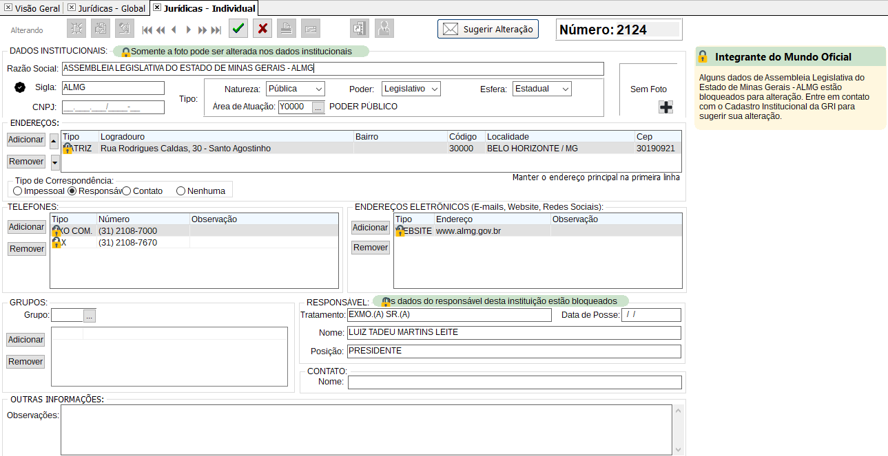 Alteração de PJ do mundo oficial